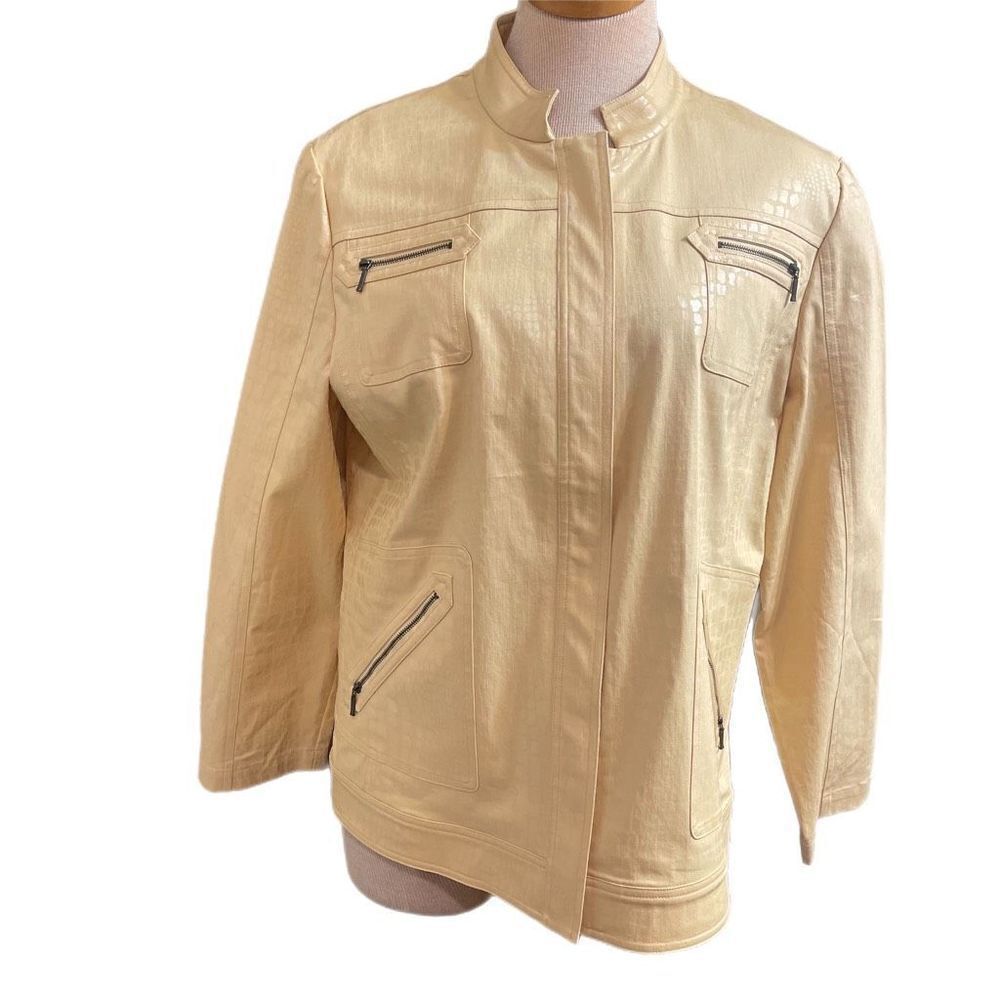 NWT Chico’s Golden Gleam Yellow Texture Becker Jacket Raffia Size 3 US Large
